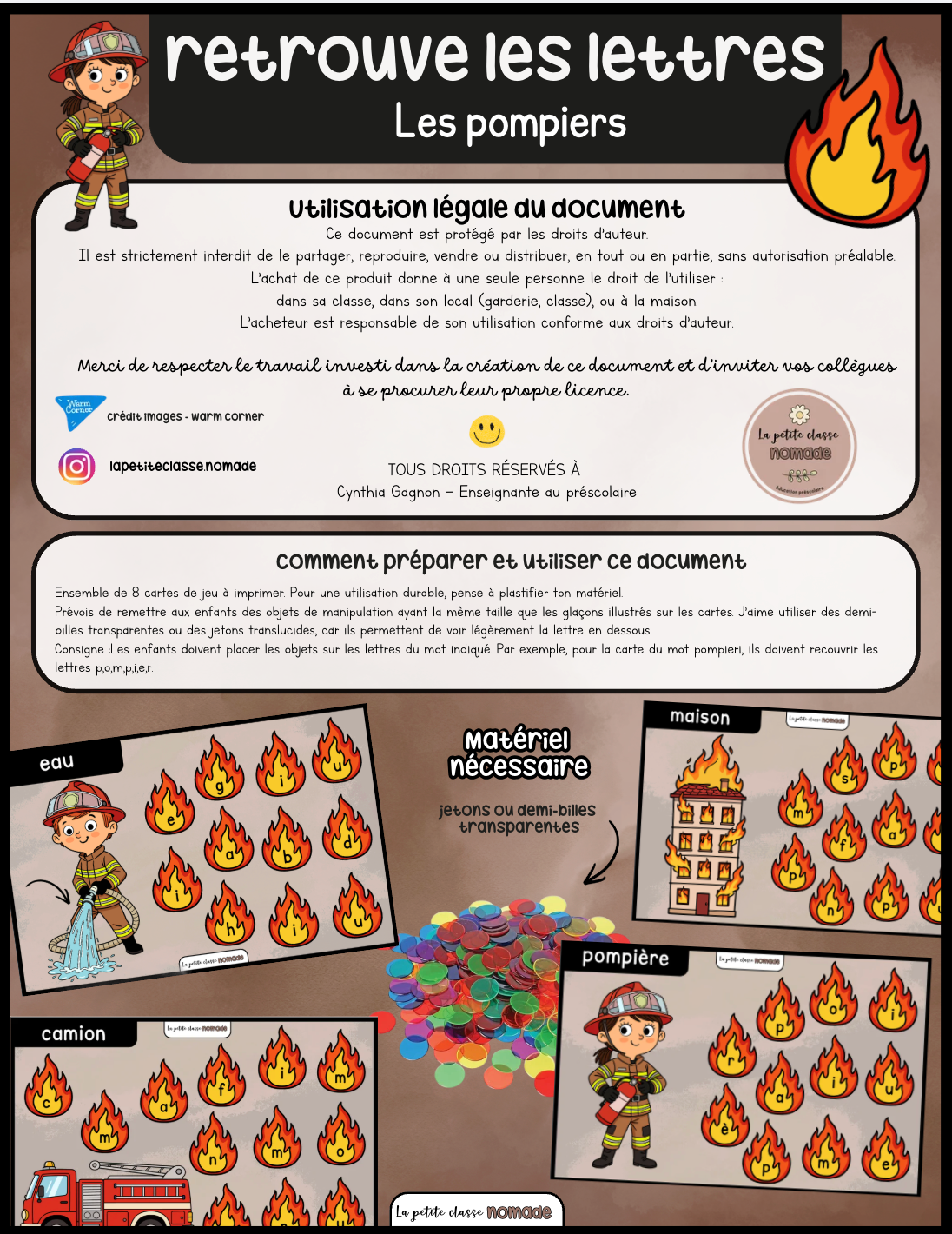 Retrouve les lettres - Pompiers