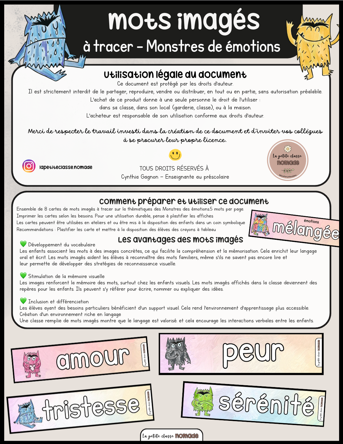 Mots imagés à tracer - La couleur des émotions