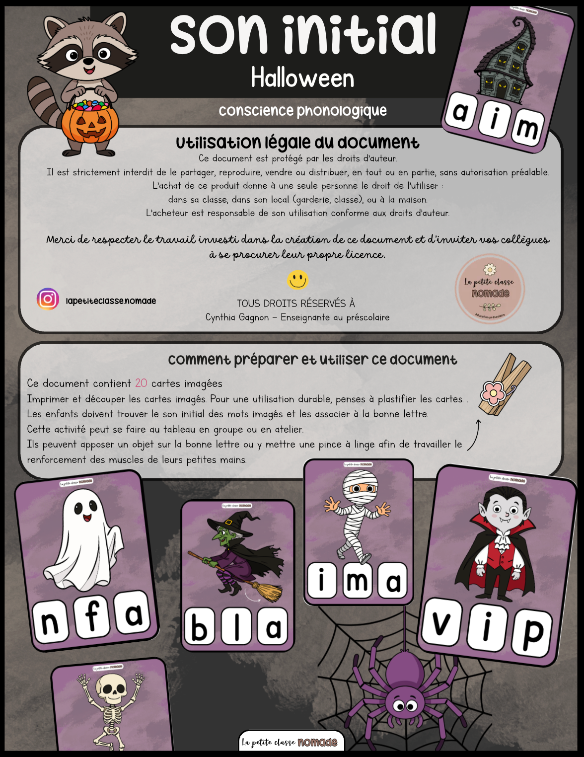 Cartes son initial - Halloween