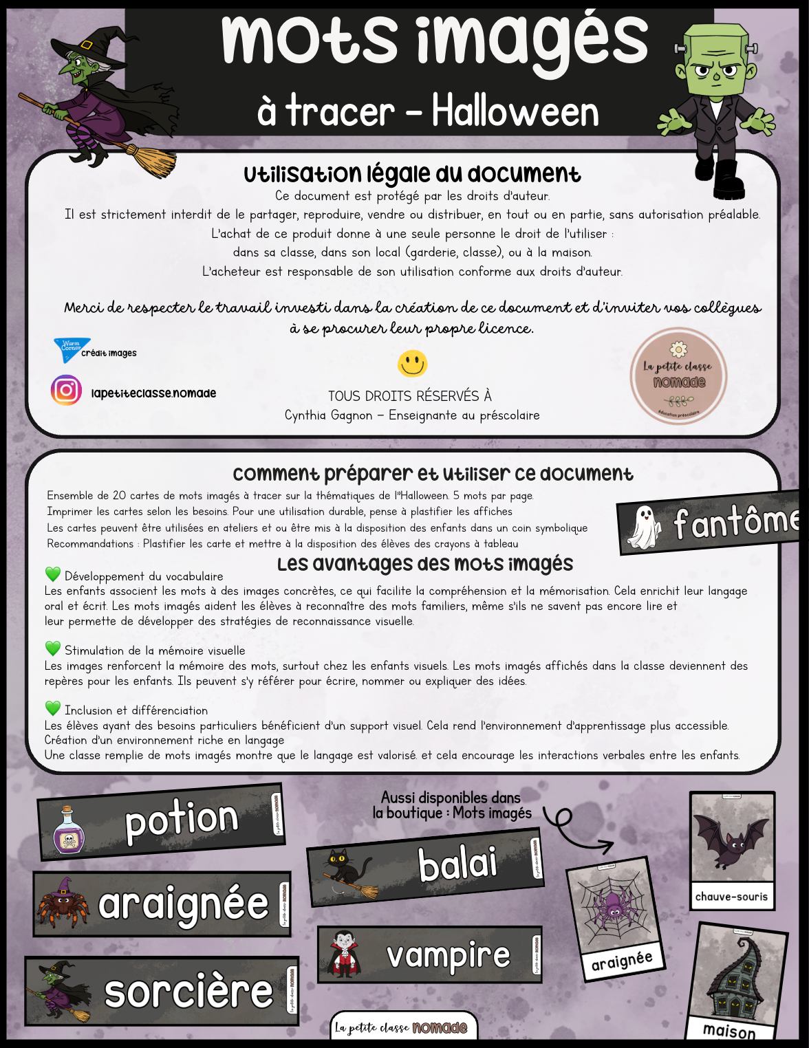 Mots imagés à tracer - Halloween