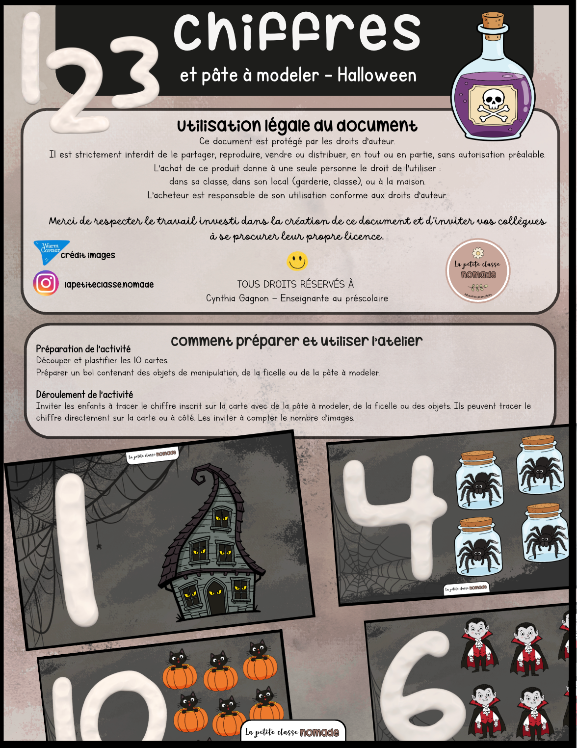 Chiffres et pâte à modeler - Halloween
