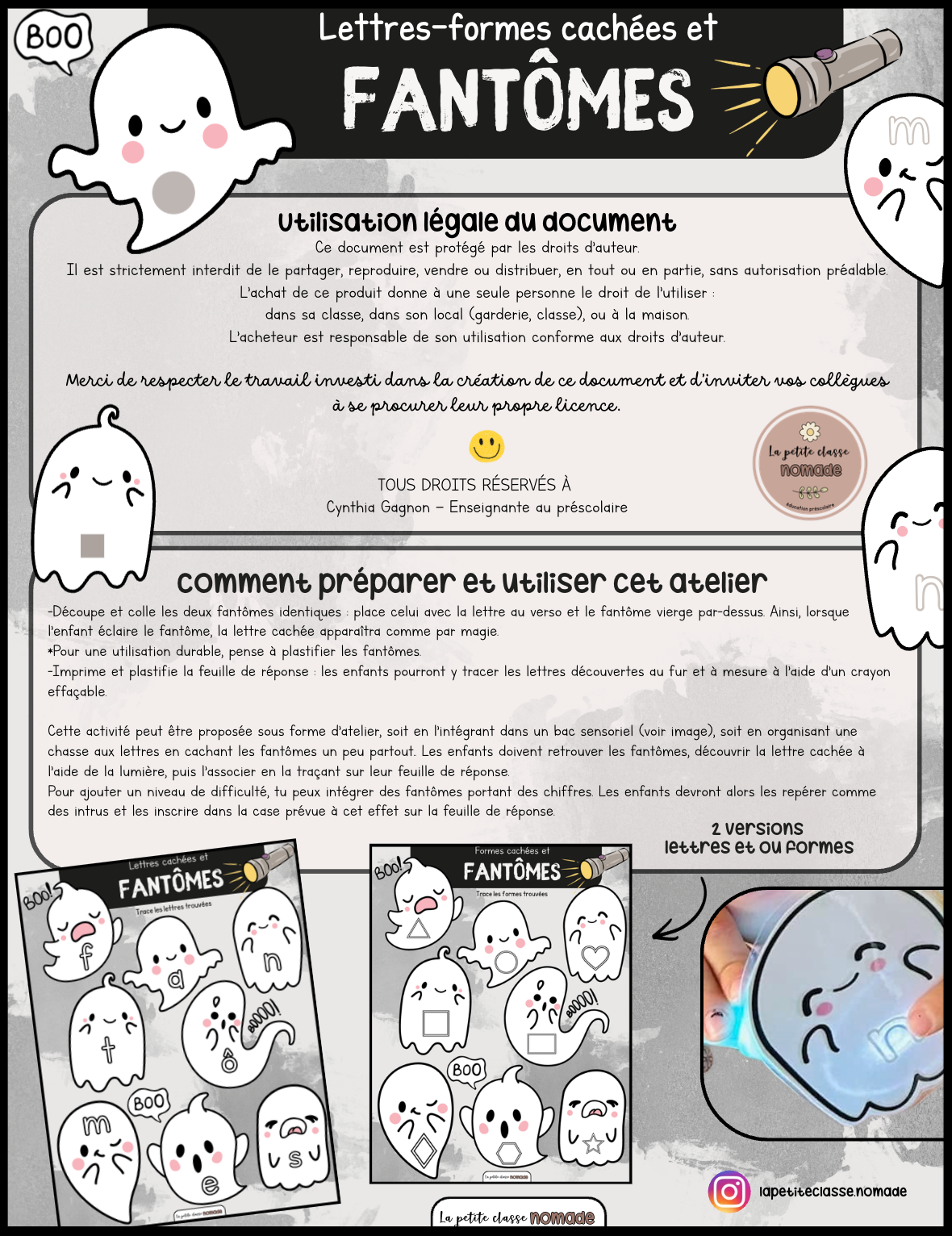 Lettres-formes cachées des fantômes - Halloween