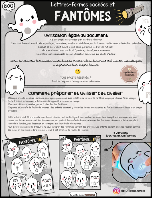 Lettres-formes cachées des fantômes - Halloween