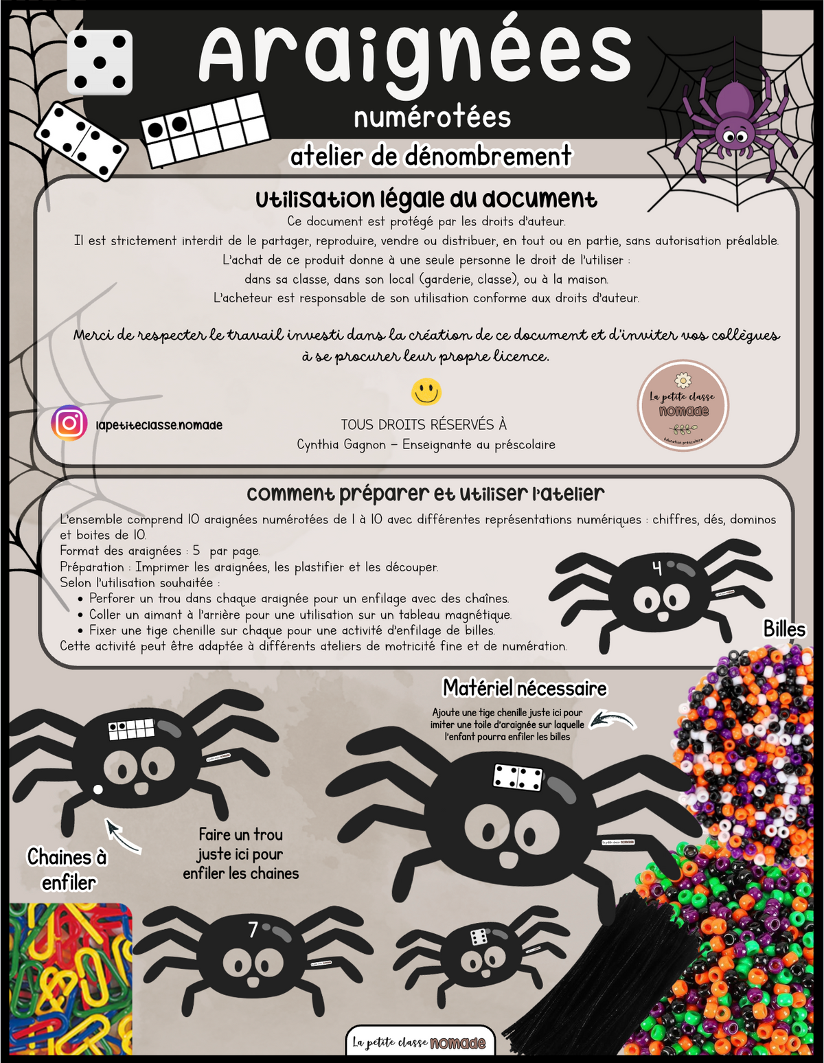 Araignées numérotées - Halloween