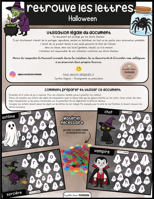 Retrouve les lettres - Halloween