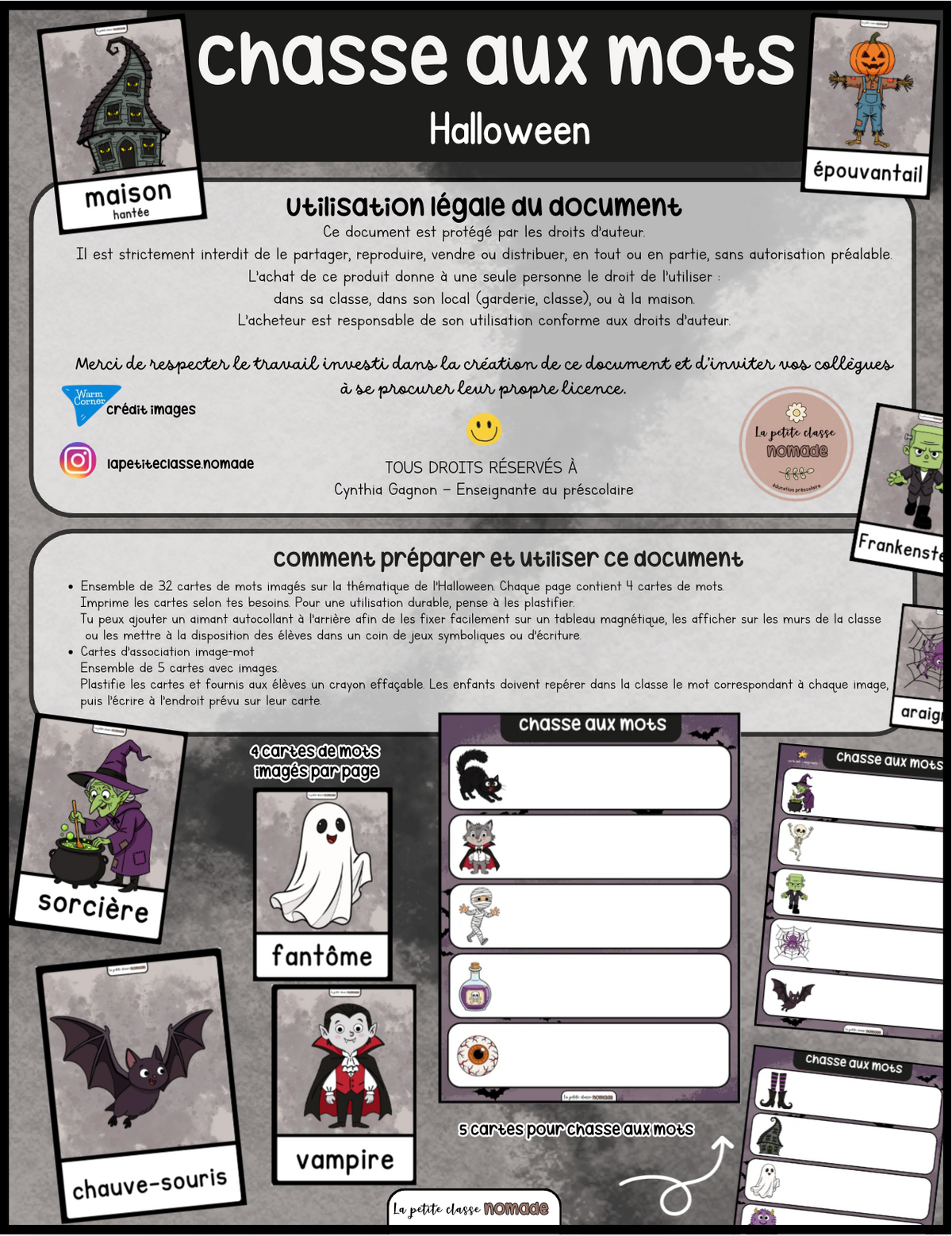 Chasse aux mots et mots imagés - Halloween
