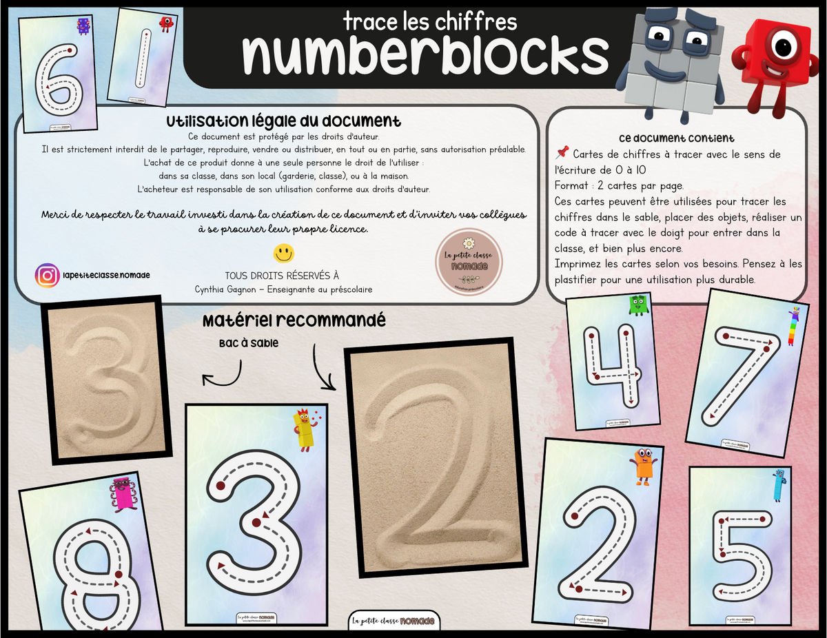 Trace les chiffres - Sens de l'écriture - Numberblocks