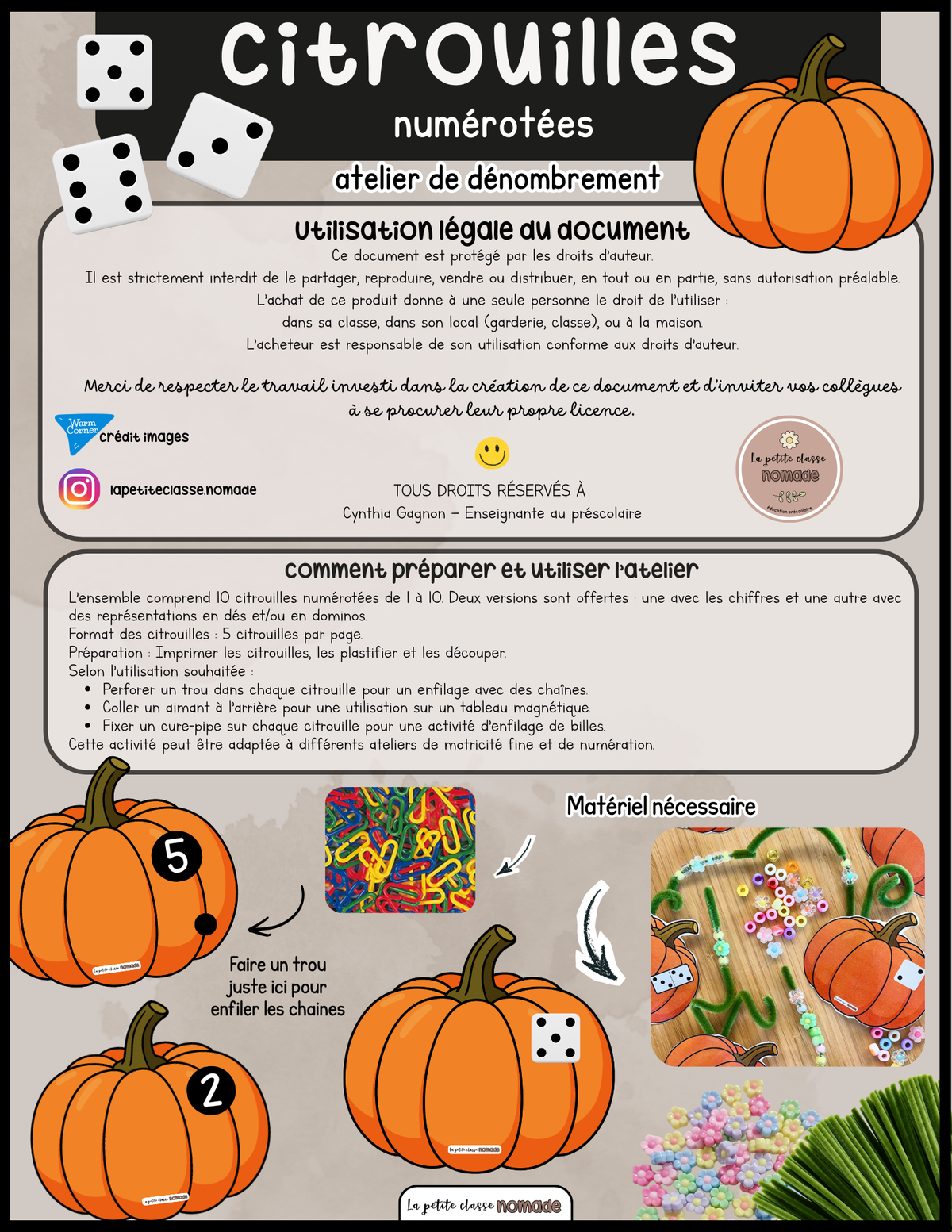 Citrouilles numérotées