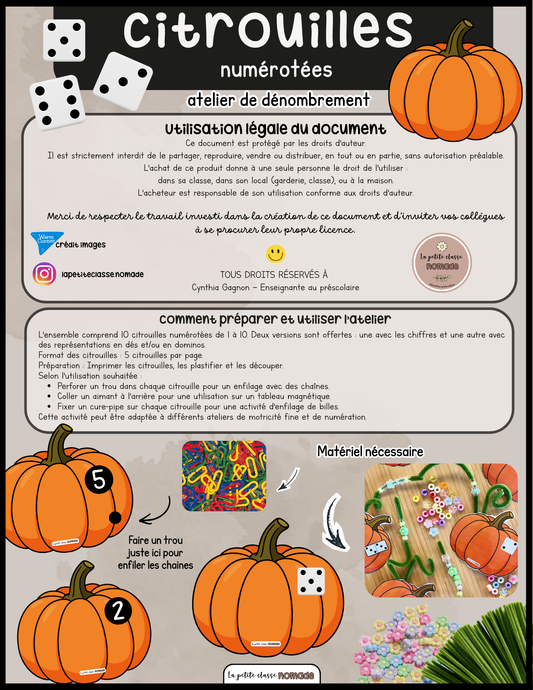 Citrouilles numérotées