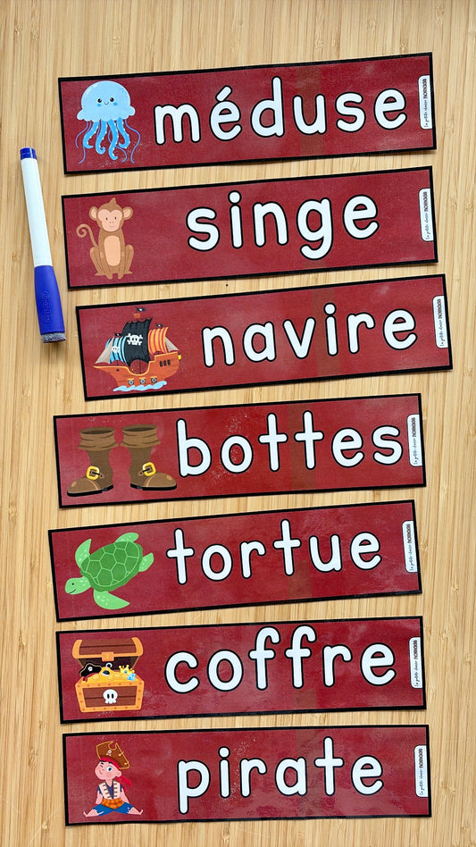 Mots imagés à tracer - Pirates et océan