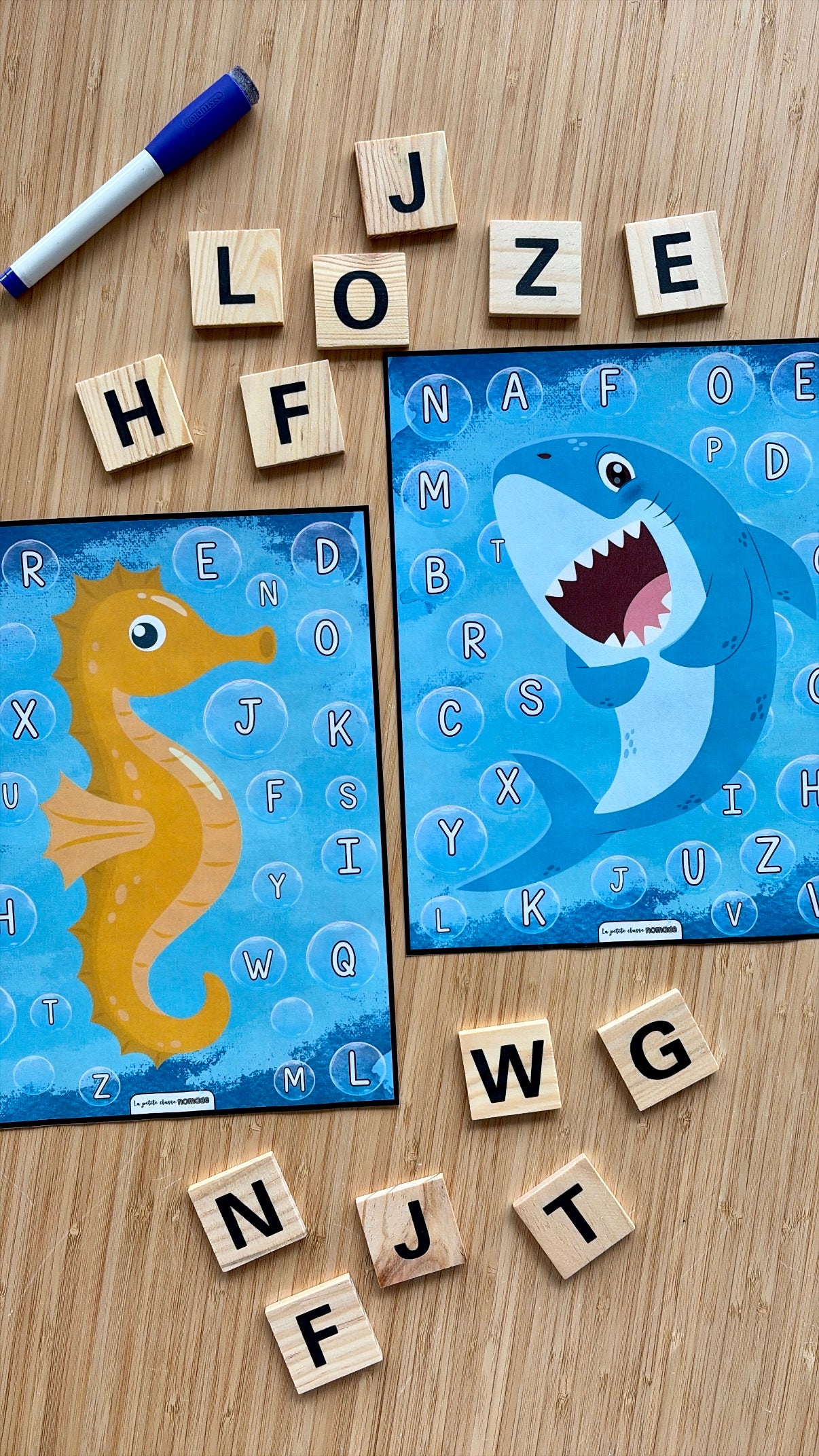 Pige les lettres et trace - Animaux marins / pirates