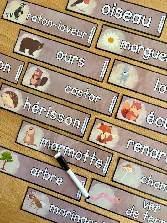 Mots imagés à tracer - La forêt