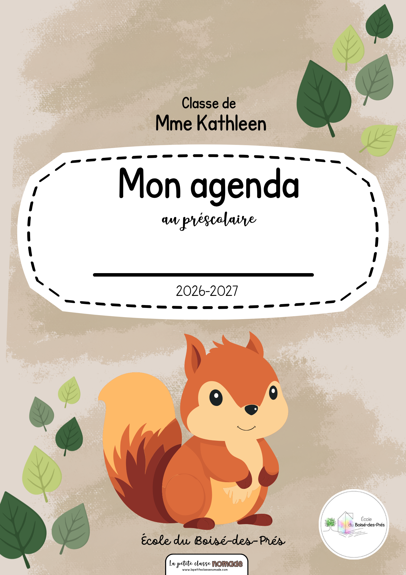 Agenda élève - Préscolaire format PDF