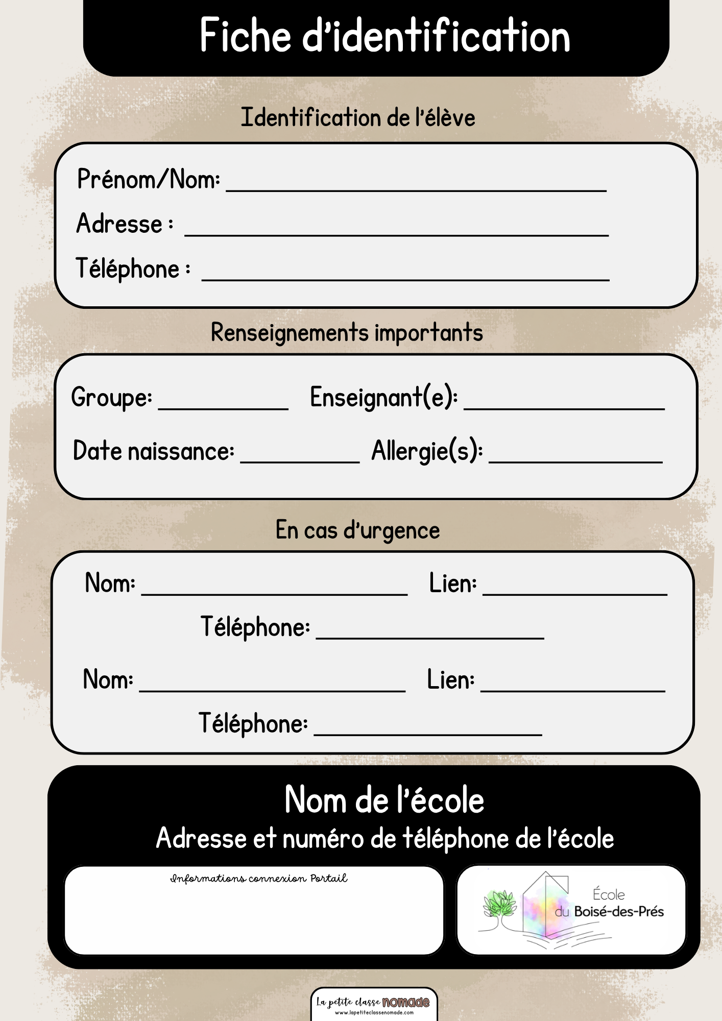 Agenda élève - Préscolaire format PDF