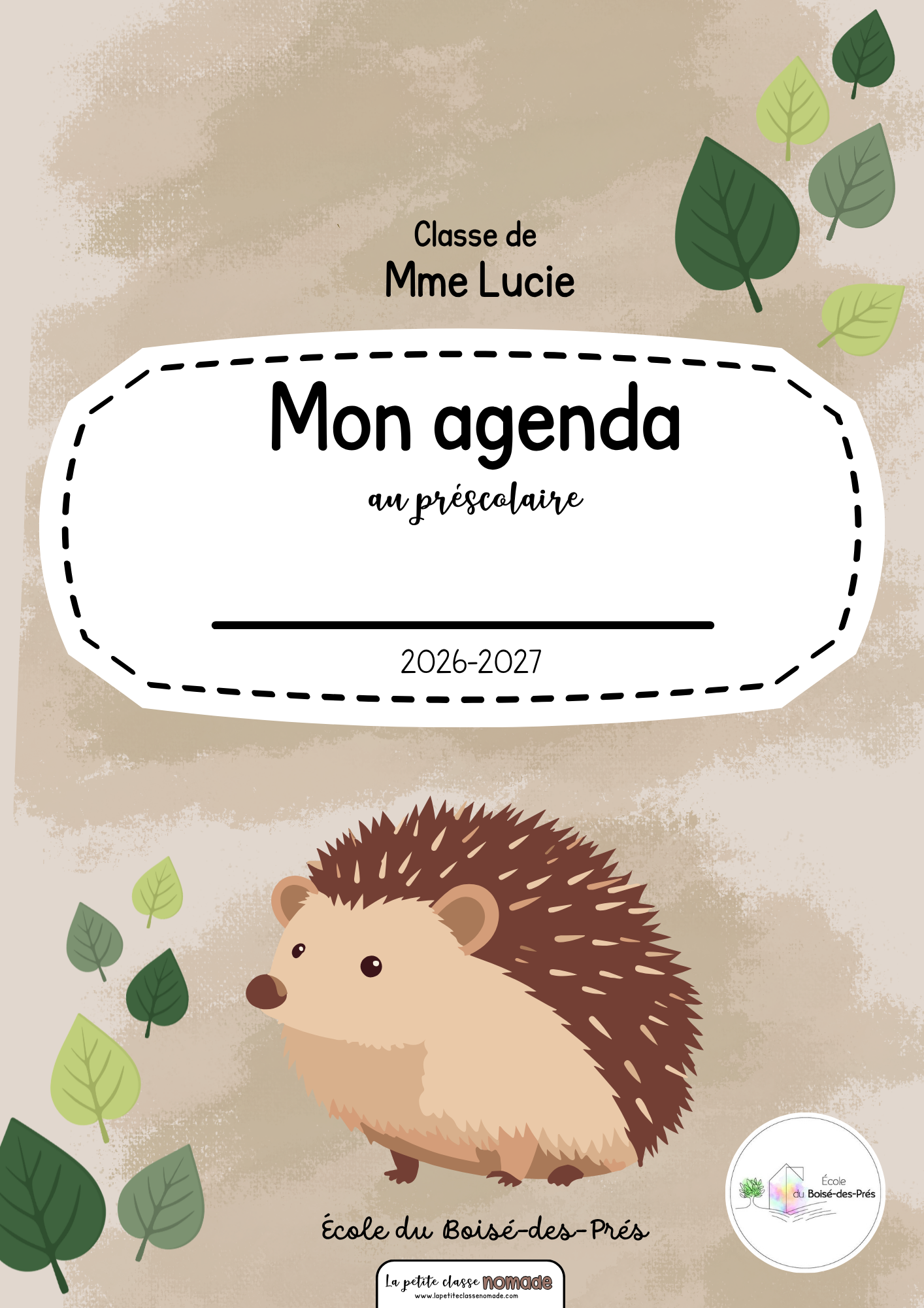 Agenda élève - Préscolaire format PDF